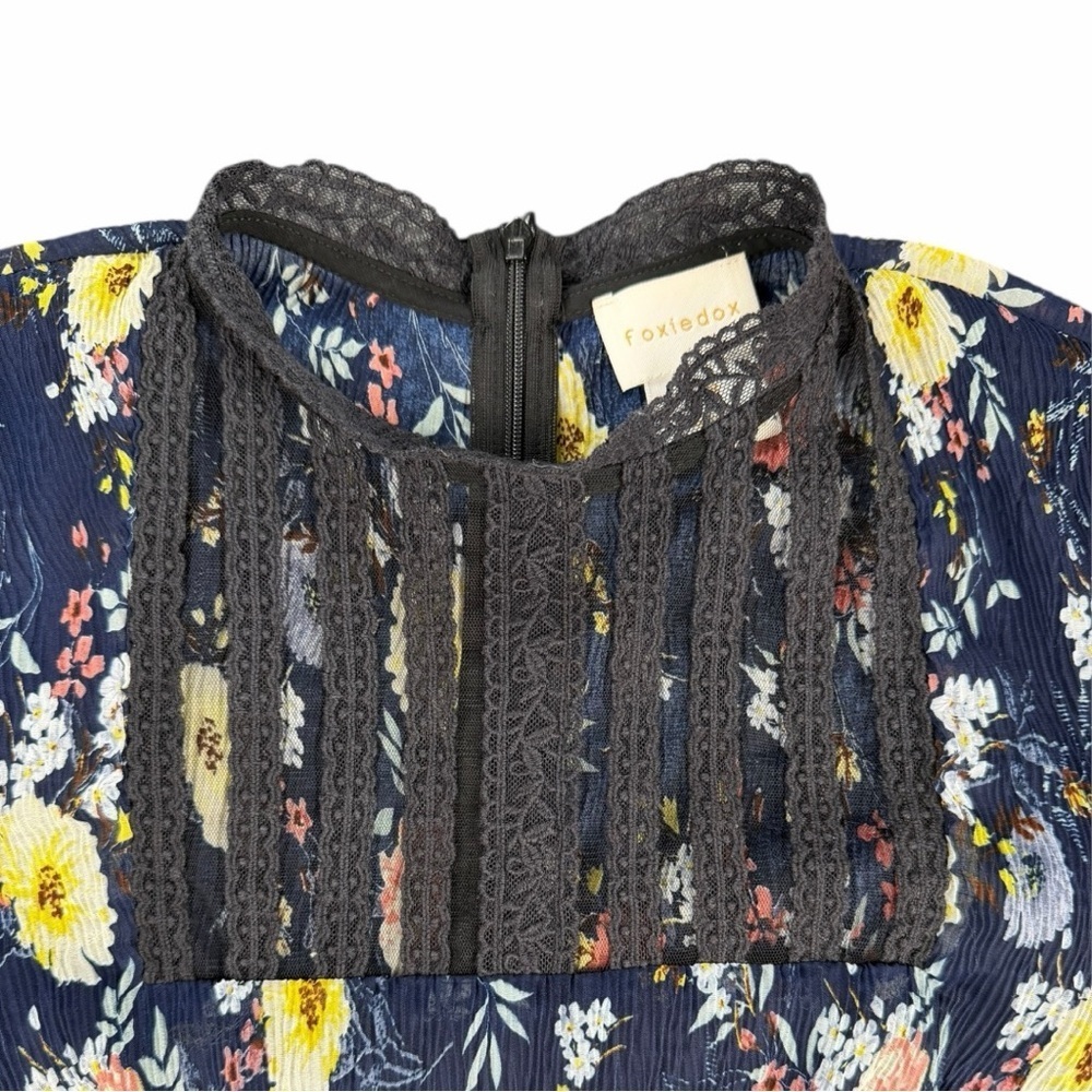 Anthropologie Foxiedox Andora Floral Mini Dress In Navy Blue Size Medium - Picture 5 of 11